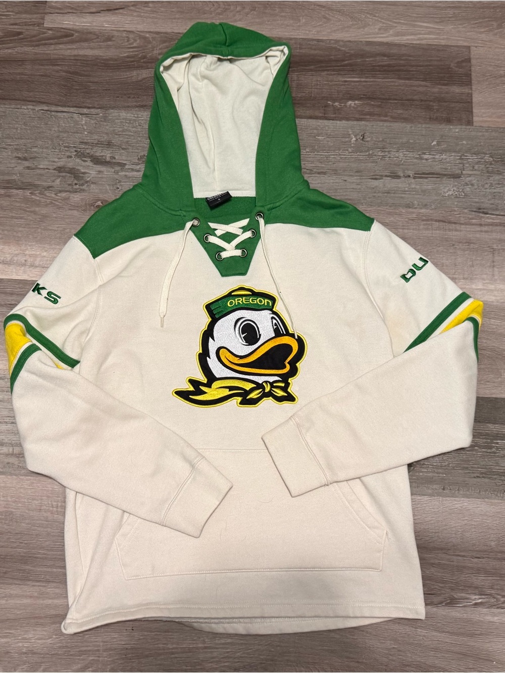 Oregon White & Green Lace-Up Pullover Hoodie